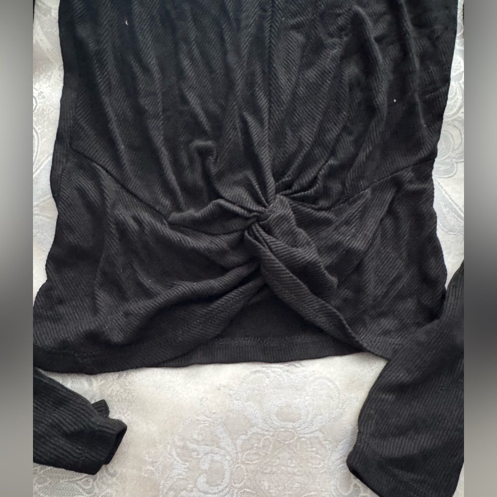 Bebe Black Rhinestone Logo Long Sleeve Top - Picture 3 of 4
